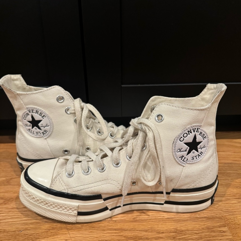 Converse High-Top Platform Sneakers in White and Black